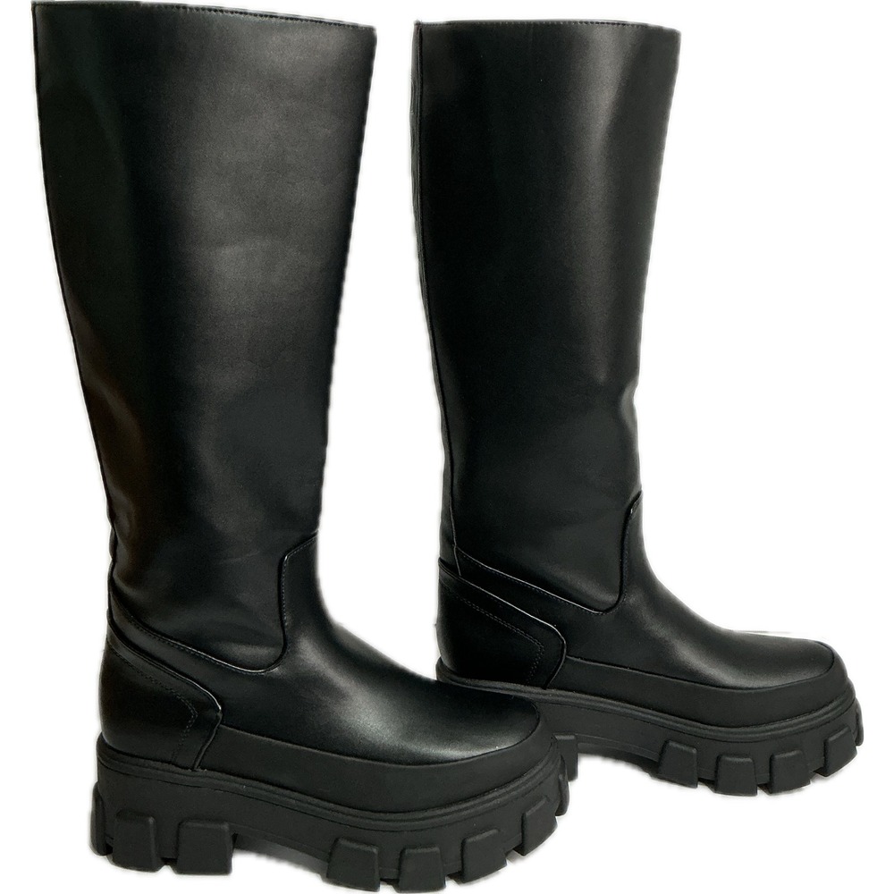 Y2K Grunge Circus Black Knee High Lug Sole Platform Boots Womens 9.5 Festival